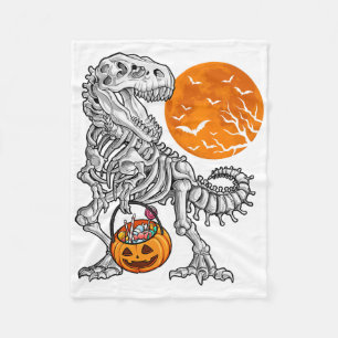 Halloween Boys Dinosaur Skeleton T Rex Scary Pumpk Fleece Blanket