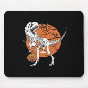 Halloween Boys Dinosaur Skeleton T Rex Scary Pumpk Mouse Mat