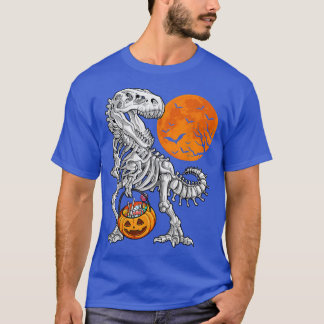 Halloween Boys Dinosaur Skeleton T rex Scary Pumpk T-Shirt