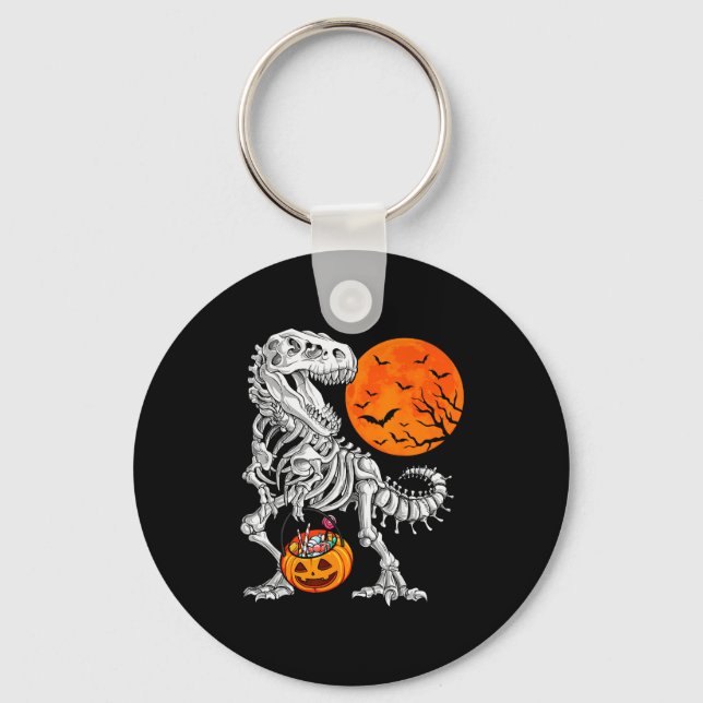 Halloween Boys Dinosaur Skeleton T Rex Y Pumpkin M Key Ring (Front)