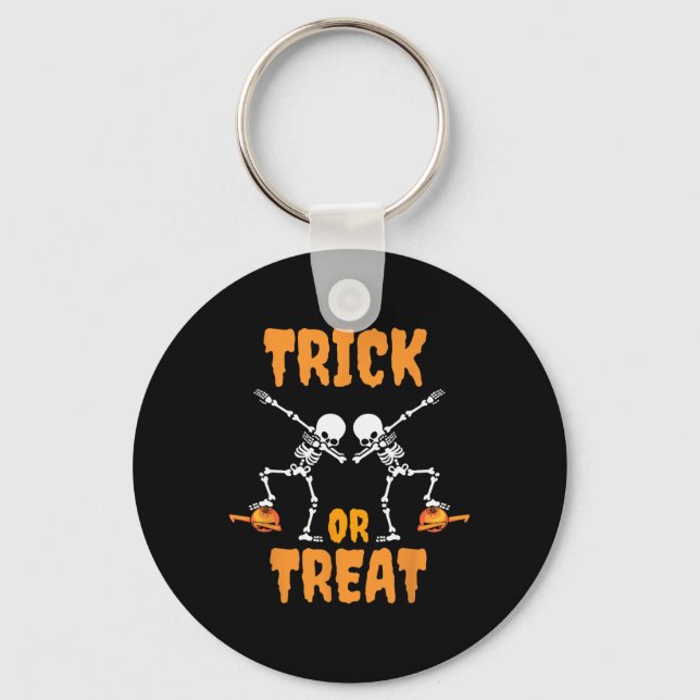 Halloween Boys Girls Dabbing Pumpkin Skeleton Zomb Key Ring (Front)