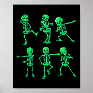 Halloween Boys Girls Kids Dancing Skeletons Dance Poster