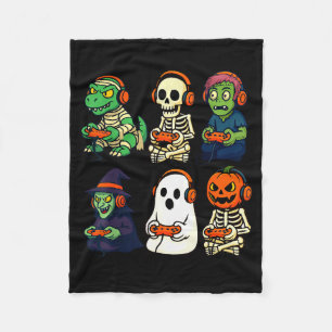 Halloween Boys Kids Gamer Dinosaur Skeleton Ghost  Fleece Blanket