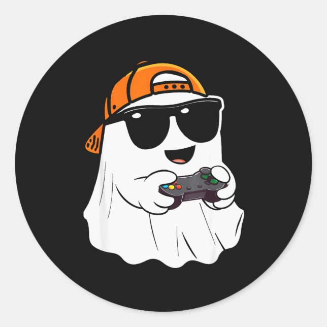 Halloween Boys Kids Ghost Gamer Y Costume Gaming M Classic Round Sticker (Front)