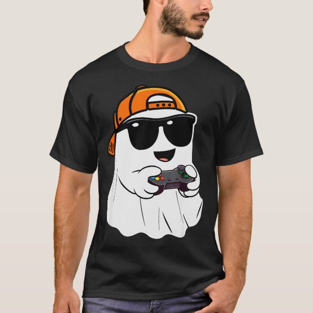 Halloween Boys Kids Ghost Gamer Y Costume Gaming M T-Shirt (Front)