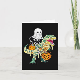 Halloween boys kids Skeleton Riding Dinosaur ghost Card