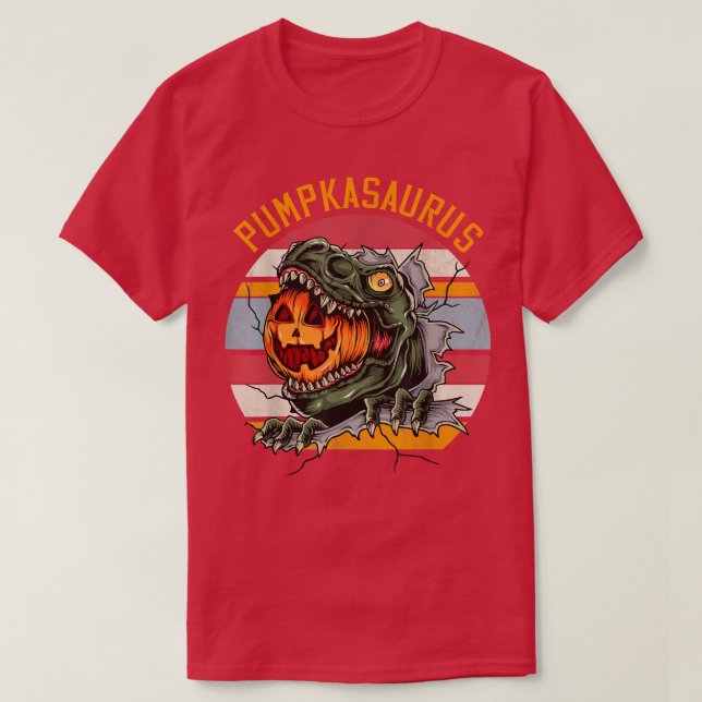 Halloween Boys Men Kids Pumpkasaurus Dinosaur Pump T-Shirt (Design Front)