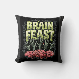 Halloween Brain Feast Zombie Hands Vector Design Cushion