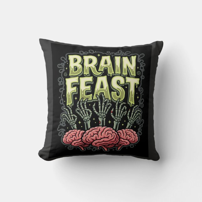 Halloween Brain Feast Zombie Hands Vector Design Cushion (Front)