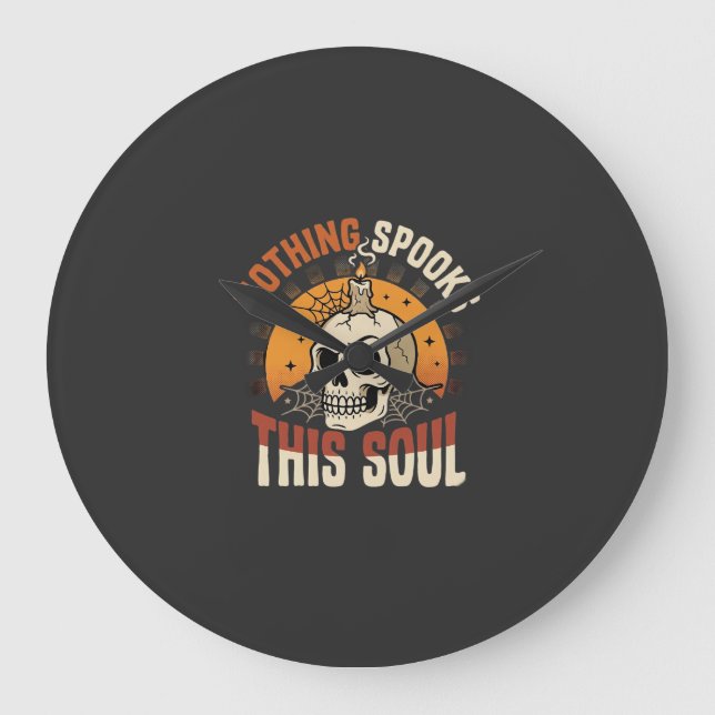 Halloween Brave Skeleton Night Large Clock (Front)