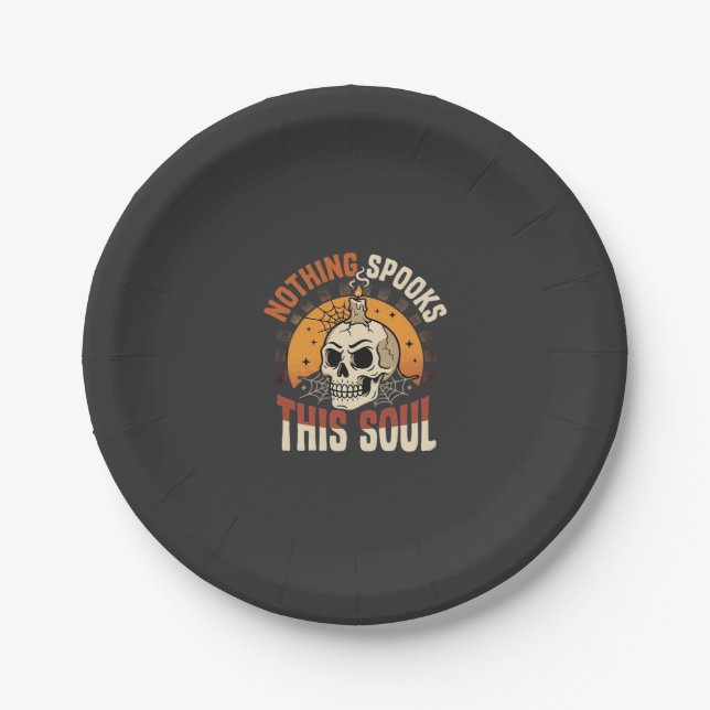 Halloween Brave Skeleton Night Paper Plate (Front)