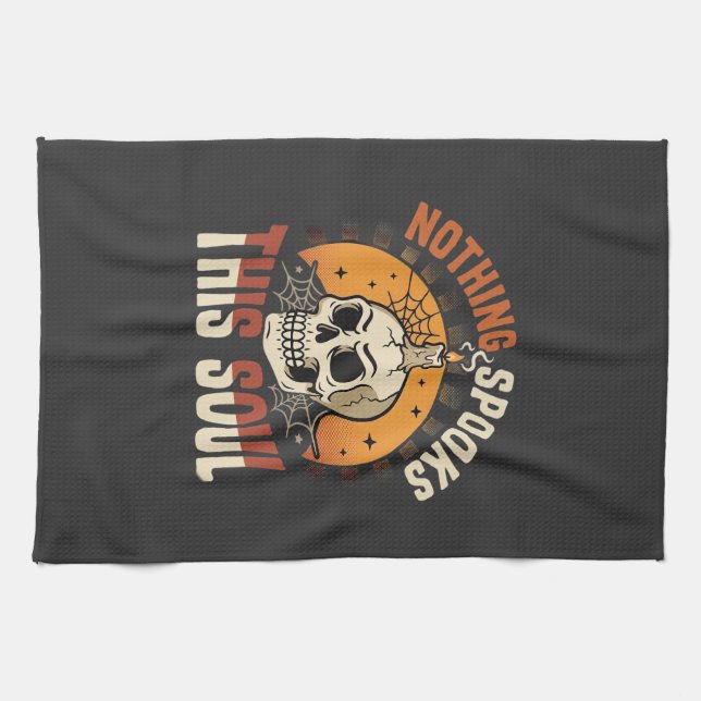 Halloween Brave Skeleton Night Tea Towel (Horizontal)