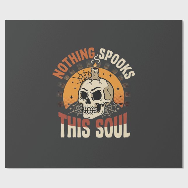 Halloween Brave Skeleton Night Wrapping Paper (Flat)