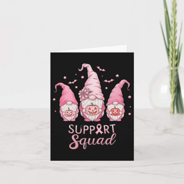 Halloween Breast Cancer Awareness Pink Gnomies Sup Card (Front)