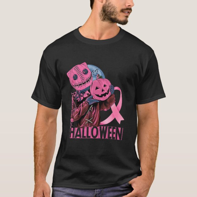 Halloween Breast Cancer Awareness T-Shirt (Front)
