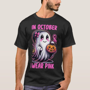 Halloween Breast Cancer Ribbon In October I Wear  T-Shirt