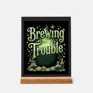 Halloween Brewing Trouble Witch Cauldron Potion De Acrylic Sign