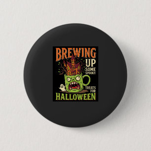 Halloween Brewing Up Spooky Treats Haunted Mug Des 6 Cm Round Badge