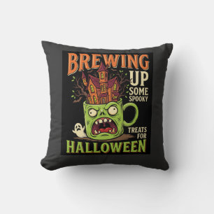 Halloween Brewing Up Spooky Treats Haunted Mug Des Cushion