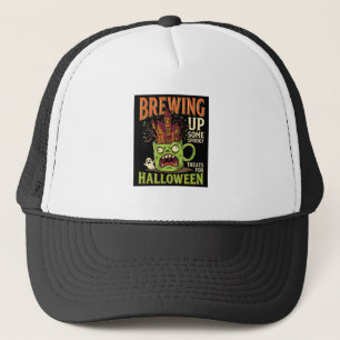Halloween Brewing Up Spooky Treats Haunted Mug Des Trucker Hat