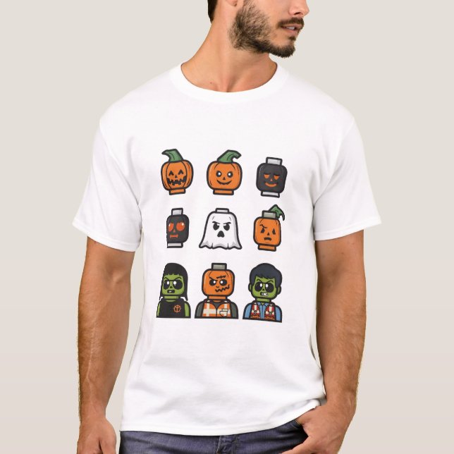 Halloween Brick Head Monster T-Shirt (Front)