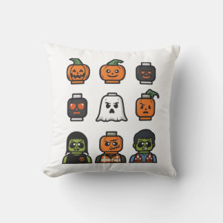 Halloween Brick Head Monster Throw Pillow