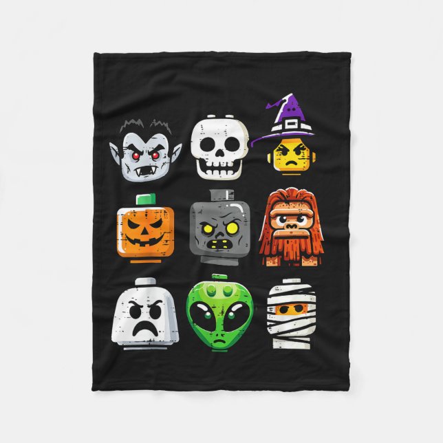 Halloween Brick Pumpkin Ghost Heads Costume Boys K Fleece Blanket (Front)