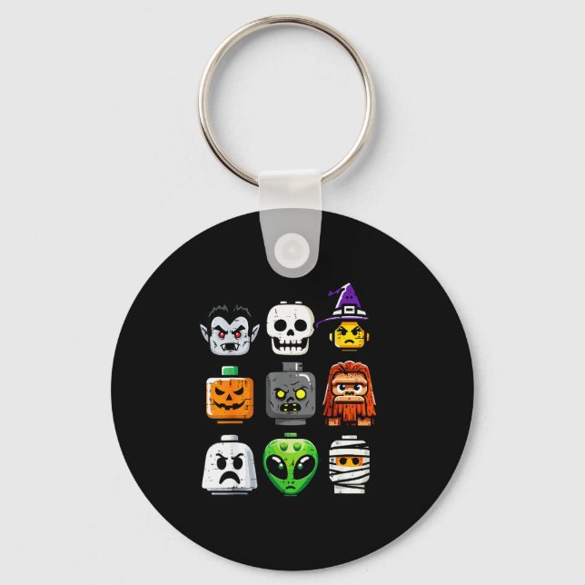 Halloween Brick Pumpkin Ghost Heads Costume Boys K Key Ring (Front)