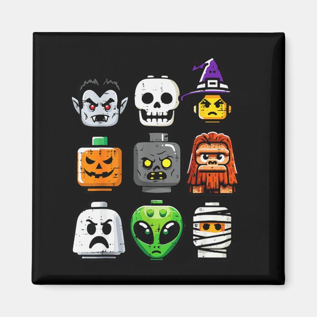 Halloween Brick Pumpkin Ghost Heads Costume Boys K Magnet (Front)