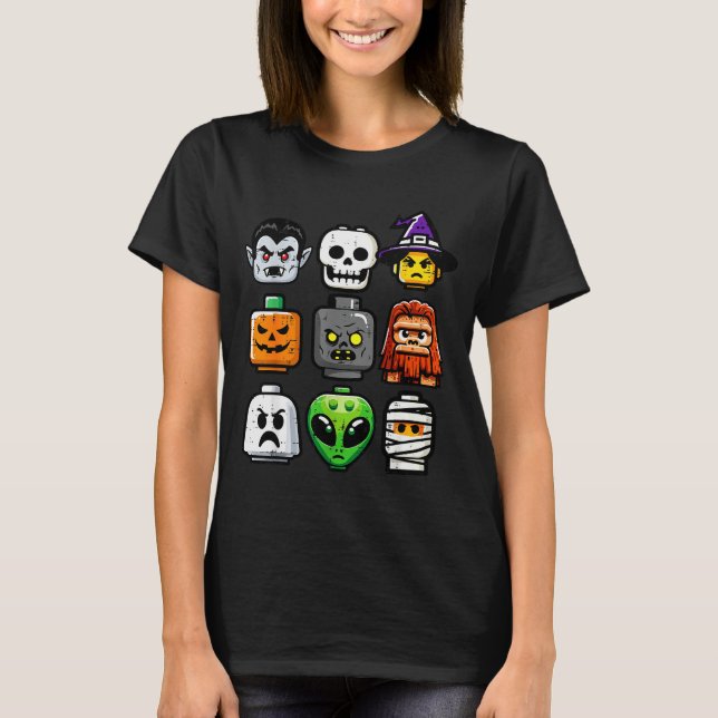 Halloween Brick Pumpkin Ghost Heads Costume Boys K T-Shirt (Front)