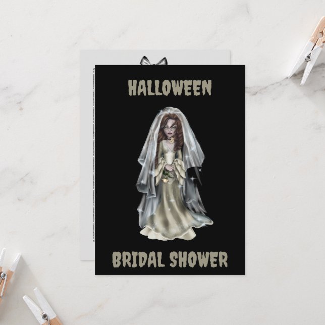 Halloween Bridal Shower Invitation Spooky Bride (Front/Back In Situ)