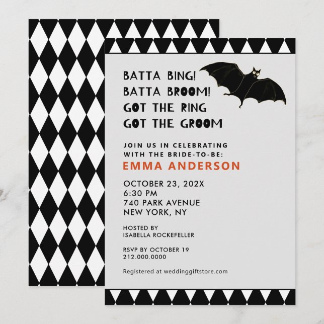 Halloween Bridal Shower October Invitation (Front/Back)