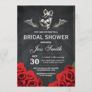 Halloween Bridal Shower Party Roses Flowers Invite