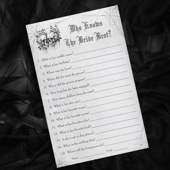 Halloween Bridal Shower Who Knows Bride Best Game (Creator Uploaded)