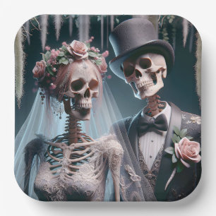 Halloween Bride And Groom Paper Plate
