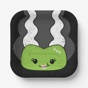 Halloween Bride of Frankenstein Head Plate_INFO??? Paper Plate