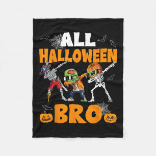 Halloween Bro Dabbing Skeleton Jack O Lantern Boys Fleece Blanket