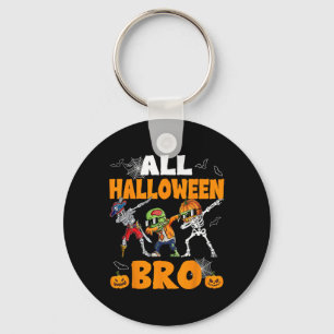 Halloween Bro Dabbing Skeleton Jack O Lantern Boys Key Ring