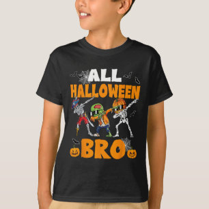 Halloween Bro Dabbing Skeleton Jack O Lantern Boys T-Shirt