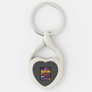Halloween Broom Hair Don't Care Witch Quote Key Ring