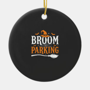 Halloween Broom Parking Witch Hat Graphic Ceramic Tree Decoration