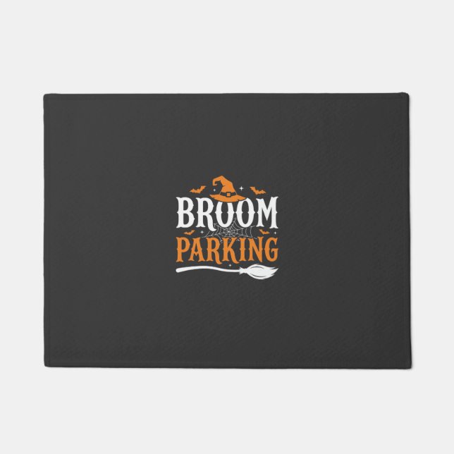 Halloween Broom Parking Witch Hat Graphic Doormat (Front)