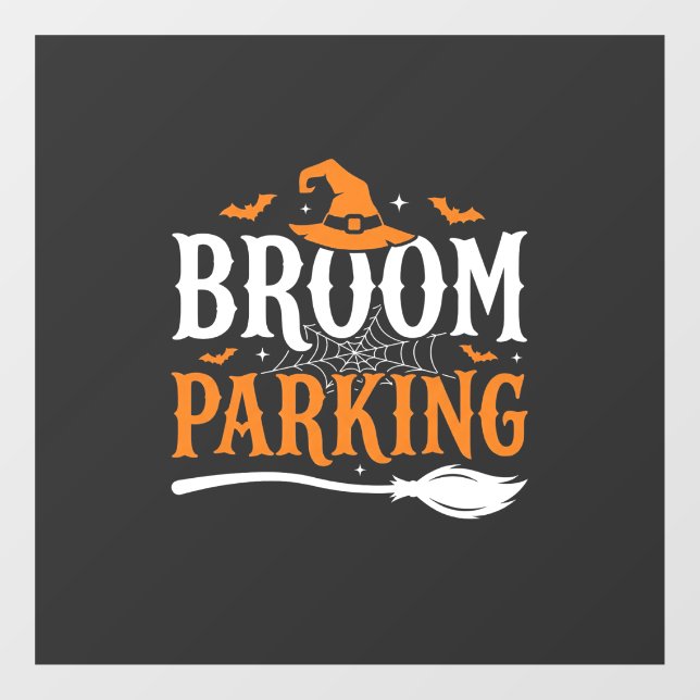 Halloween Broom Parking Witch Hat Graphic Window Cling (Sheet)