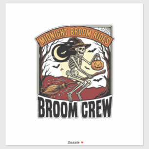 Halloween Broom Rides Vintage Skeleton Witch Graph