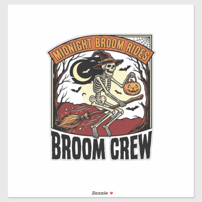 Halloween Broom Rides Vintage Skeleton Witch Graph (Sheet)