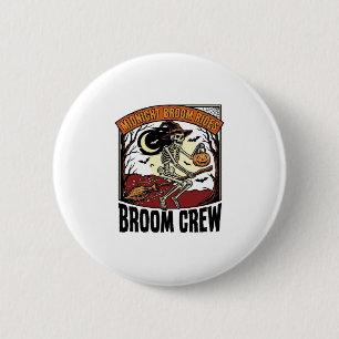 Halloween Broom Rides Vintage Skeleton Witch Graph 6 Cm Round Badge