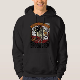 Halloween Broom Rides Vintage Skeleton Witch Graph Hoodie