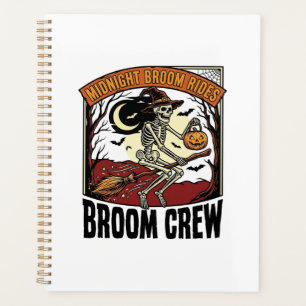 Halloween Broom Rides Vintage Skeleton Witch Graph Planner