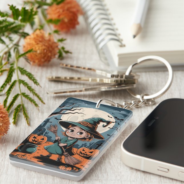 Halloween - broom witch key ring (Front Right)