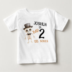 Halloween Brown Bad Two The Bone 2nd Birthday Baby T-Shirt